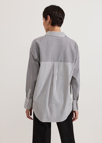 Phase Eight Mixed Stripe Shirts Black/White Australia | WJ8317296